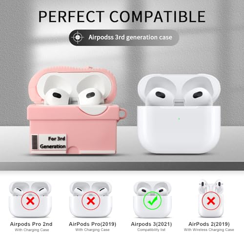 Image of [2Pack] Gedicht for Apple Airpods 3rd Generation Case Cover, Cute Cartoon Shoe Box Soft Silicone Protective Cases for AirPods 3 Case with Keychain for Women Men, Red+Pink