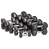 Signature Fitness Rubber Encased Hex Dumbbell, 15LB Pair, Black