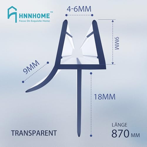 MNNHOME Bad Duschwand Türdichtung für 4–6 mm gerades/gebogenes Glas für einer Lücke von bis zu 20 mm