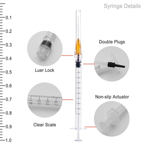 1 ml Syringe with Needle,25G 1inch Syringe with Needle,25 Pack Individually Sealed