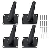 FIVEPEARS 4 PCS 4 Inch Heavy Duty Matte Black Metal Slant Angled Tapered Legs Set for Furniture, Mid Century Modern Style Feets for Coffee Table Couch Sofa Cabinet Chair Dresser Bed Desk Credenza