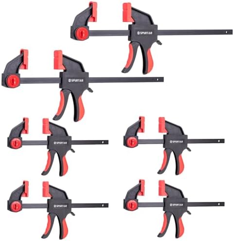 Spurtar 6 pinzas sargentos carpintero 150 mm y 300 mm, cierre rápido pinzas de carga pesada para carpintería, trabajos de metal, manualidades, proyectos domésticos
