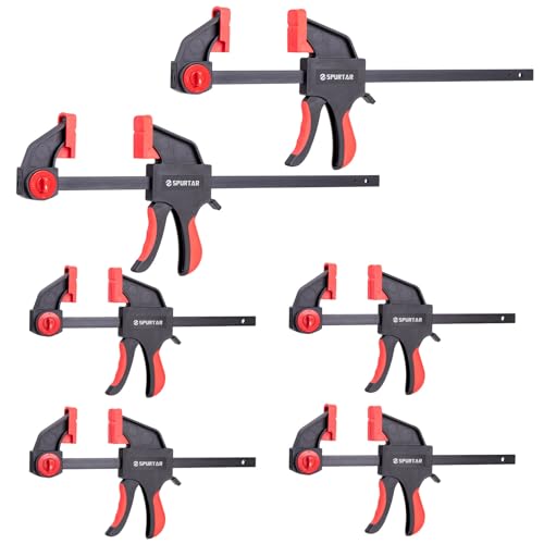Spurtar Lot de 6 Serre Joint Menuisier de 150 MM et 300 MM - Serre Joint Rapide Libération Rapide - Pour le travail du bois, le travail du métal, l'artisanat, le bricolage, les projets ménagers