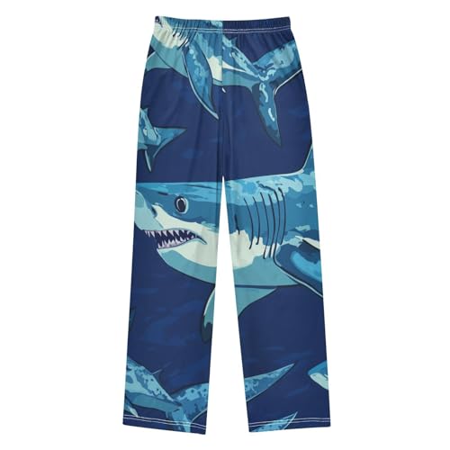 Marine Shark Boys Long Pants Soft Trousers Elastic Waist Kids Lounge Bottoms with Pockets S-XL2
