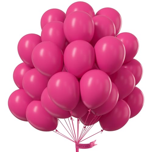 Image of PartyWoo Hot Pink Balloons 50pcs Magenta Fuchsia Color 12 Inch | Balloons for Baby Shower Gender Reveal Engagement Bachelorette Wedding Bridal Shower Anniversary Party Decorations Pink-Y12