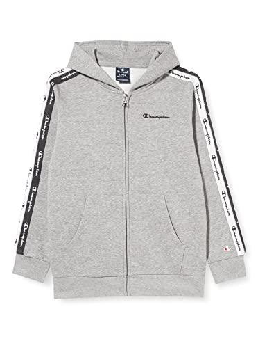 Champion American Tape Full Zip Felpa con Cappuccio Bambino, Grigio (Melange Chiaro), 7-8 Anni