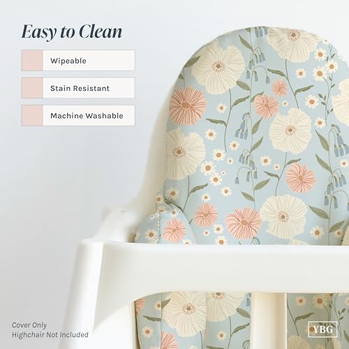 Image of Yeah Baby Goods Wipeable Cushion Cover (Farm Garden) - Compatible with the IKEA Antilop Highchair - Soft, Waterproof Baby High Chair Seat Cover