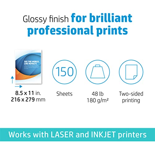 HP Professional Business Paper, Glossy, 8.5x11 in, 48 lb, 150 sheets, works with inkjet, PageWide, laser printers (Q1987A) - image 3