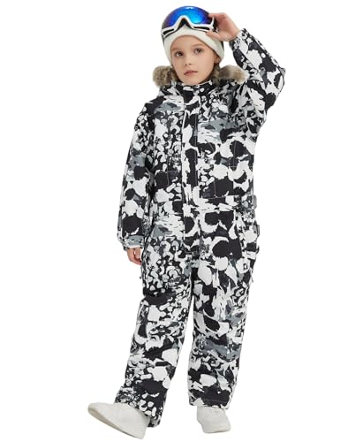 Image of Kids Girls Boys Waterproof Colorful One Piece Snowsuits Coveralls Ski Suits Jackets Winter Jumpsuits