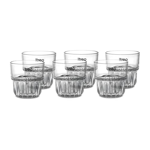 Image of Treo by Milton Empress Whiskey Glass Set of 6, 255 ml Each I Crystal Clear Glass I Classic Design I Tumbler for Whiskey, Bourbon, Scotch & Cocktails