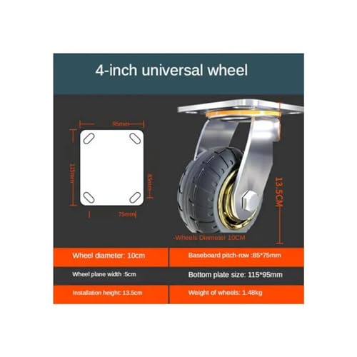 Roues pivotantes 4 pouces roulettes robustes absorption des chocs