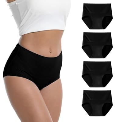 WEASIC Bragas Mujer Algodon Bragas sin Costuras Mujer Algodon Braguitas de algodão Braguitas 100% cuecas Mulher algodão 100 Invisible sin Costuras Altas Pack Paquete de 4 Negro S