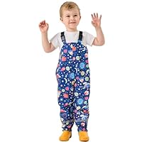 YIQAUMA Kids Rain Bibs Boys Girls Suspender Rainpants Toddlers Waterproof Overalls Rainwear Blue,XXL