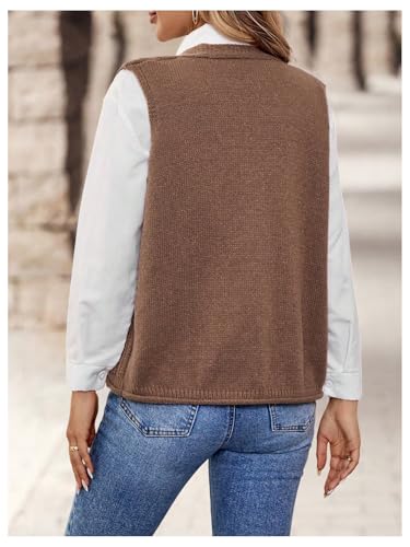 Verdusa Women's Sweater Vest Tops For Women Trendy Sleeveless Button Down Cardigan Outwear2