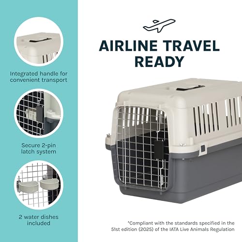 Image of SPORT PET Designs Plastic Kennels Rolling Plastic Wire Door Travel Dog Crate - Small - No Wheel, Tan (1 Level)