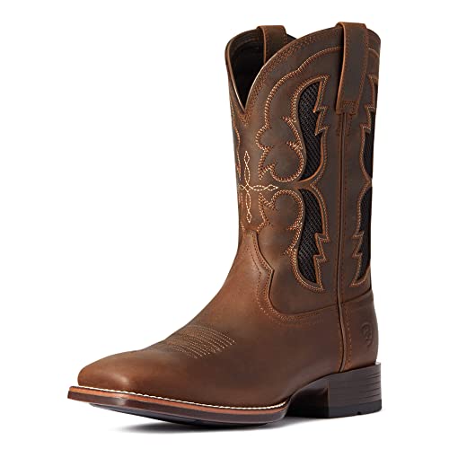 Ariat Mens Dash Venttek Ultra Embroidered Tooled-Inlay Square Toe Casual Boots Mid Calf - Brown