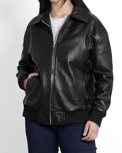 Decrum Oversized Leather Jacket Women - Trendy Real Lambskin Womens Leather Jacket3