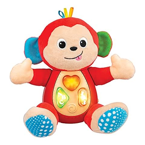 KiddoLab Musical Monkey Plush Toy - Soft Stuffed Animal with Light-Up Buttons and Melodic Nursery Songs for 3+ Month Old Babies Cover