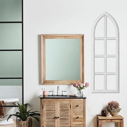 Sintosin Farmhouse Arched Window Frame Wall Decor 12 X 36 Inch, Hanging Distressed White Wooden Rustic Cathedral Window Pane for Home Decor Entryway Hallway Living Room (1PC) - Image 4