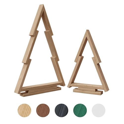 be4nature Holz-Weihnachtsbaum Set 2 Stück, 38 & 55 cm Kiefernholz...