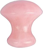 Vista 6 de LZLRUN Rodillo de jade de cuarzo rosa, tablero de jade real, masajeador de hongos, herramienta de masaje facial Guasha (forma de mariposa)