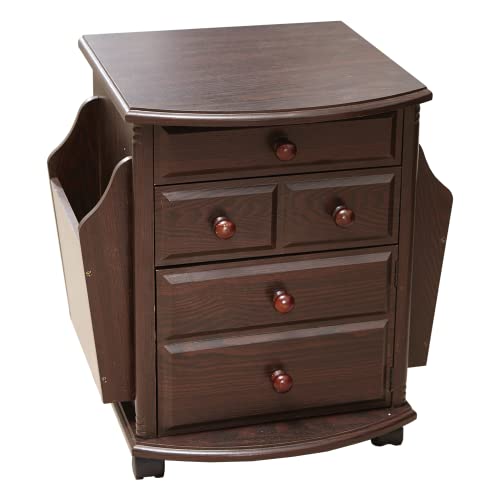 Easylife Companion Table with Drawers, Oak Finish 3 Drawer Bedside Cabinet H47xW47.6xD36.2cm - Fully Guaranteed | Mahogany