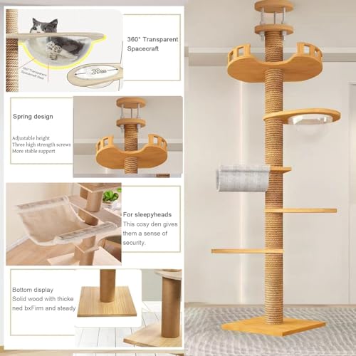 Torre para gatos ajustable de madera sólida 17x16x122 pulg miniatura 5