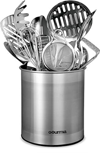Gourmia Gch9345 Rotating Kitchen Utensil Holder – Spinning Stainless Steel Organizer To Store Cooking And Serving Tools - Dishwasher Safe, Non Slip Bottom – Use As Caddy Or Pencil Cup #TOP5