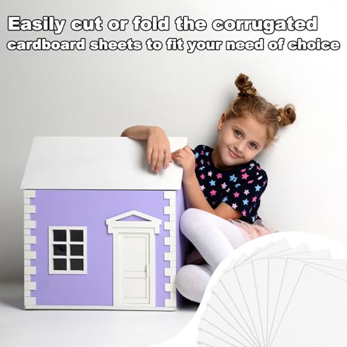Image of 50 Pack 9x12 Inch White Corrugated Cardboard Sheets, Corrugated Cardboard Filler Insert Sheet Pads for Mailing, Pack Shipping,Backing, Craft Card Board