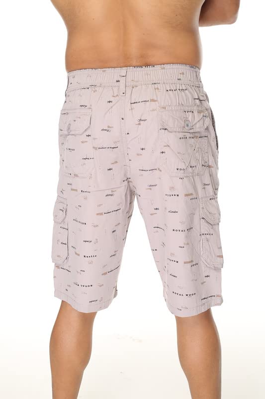Image of Fix Waist Cargo Shorts, Fix Waist Shorts, Royal Wood Shorts, Writing Print Shorts, 6 Pocket Shorts, Printed Shorts, Game Print Shorts, Mix Color Shorts, Shorts For Men, Summer Short, Polo Shorts