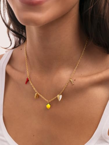 Miniatura 2 de SINGULARU Collar Mujer Multicharm Aperitivo Marino Acero Baño Oro | Acero bañado en oro de 18kt resistente al agua con colgantes con motivos marinos