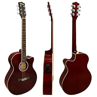 TIGER ACG4-RD Guitare électro-acoustique 4/4 pour débutants avec accordeur 3 bandes et égaliseur intégrés – Sac de… - Les Beatles, Paul McCartney, John Lennon, RIngo Starr, George Harrison TIGER ACG4-RD Guitare électro-acoustique 4/4 pour débutants avec accordeur 3 bandes et égaliseur intégrés - Sac de… – Image 2