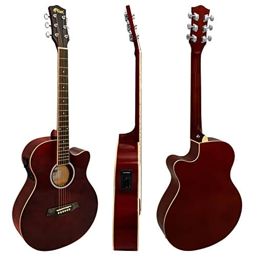 TIGER ACG4-RD Guitare électro-acoustique 4/4 pour débutants avec accordeur 3 bandes et égaliseur intégrés – Sac de… - Les Beatles, Paul McCartney, John Lennon, RIngo Starr, George Harrison TIGER ACG4-RD Guitare électro-acoustique 4/4 pour débutants avec accordeur 3 bandes et égaliseur intégrés - Sac de… – Image 3