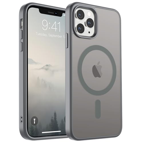 Image of SUPFINE Magnetic for iPhone 11 Pro Max Case Gray | (Compatible with MagSafe)(Military Grade Drop Protection)Shockproof Translucent Matte Phone Cover