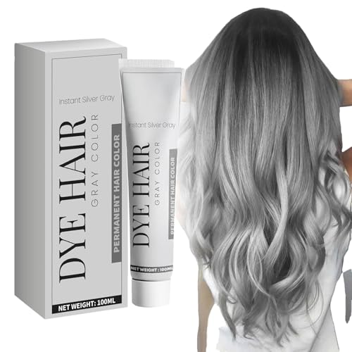 Coloration Grise Pour Cheveux Femme, Patine Teinture Cheveux Homme, Crème Colorante Pour Cheveux Gris Argenté - Teinture Permanente Pour Femme Et Homme, Pour...