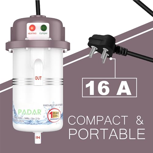 Image of PADAR Instant Water Geyser 1L Portable Electric Water Heater | Hot Water in Just 6 Seconds Auto Cut Off | Durable ABS Plastic Body | for Home, Hotel, Kitchen(Multicolor) (1LTR-REG, Multicolor)