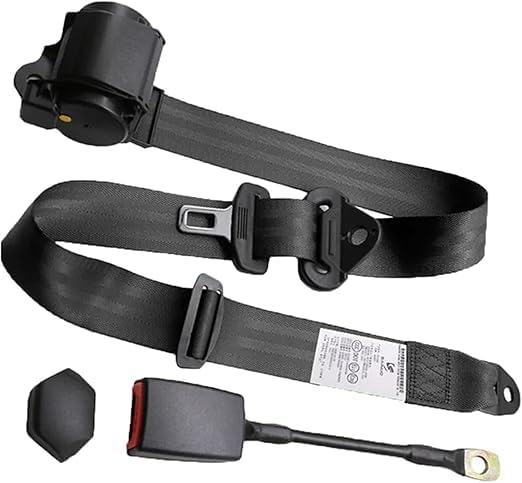 ZAKNTHE Ceintures Rétractables Réglables Universelles 3Pt, Compatibles avec La Plupart des Voiturettes De Golf, UTV, VR, Camion,Noir [Classe énergétique A]
