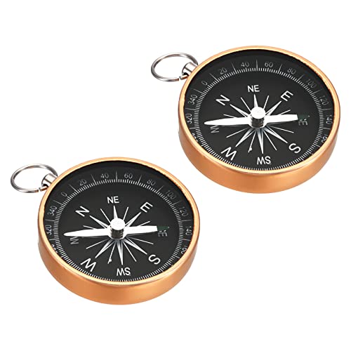 Patikil Pocket Compass, 2 Pack Survival Sports Navigation Compass With Key Ring For Outdoors Camping Hiking, Yellow #TOP5