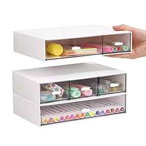 Comix Desk Organizer with 6 Drawers, Rectangular Desktop Drawers, Plastic Makeup Storage, Desk Organizer and Accessories…