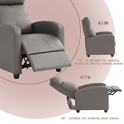 Image of FDW | Recliner Chair | Without Massage Function | Gray, PU Leather