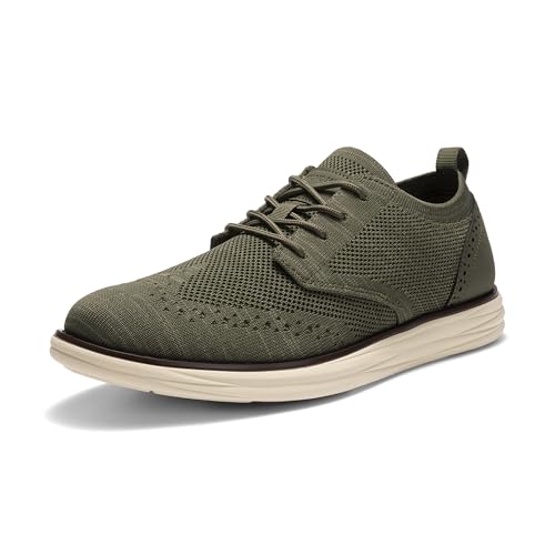 Bruno Marc Men's KnitFlex Craft Mesh Oxfords Sneakers Casual Dress Lace-Up Lightweight Walking Shoes,Size 10.5,6-Green,SBOX2406M