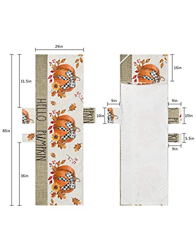 Hello Pumpkin Beach Pool Patio Lounge Chaise Chair Cover Towel With Pockets,Absorbent & Quick Dry Microfiber Towel Cover Bag Summer Travel Accessories for Sunbathing Thanksgiving Sunflower Leaf Rustic