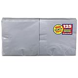 Amscan Big Party Pack 125 Count Luncheon Napkins, Silver (AMI 610013.18)