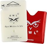 OWL The Only Flat Car Window Breaker and Seatbelt Cutter Card Auto Crash Emergency Escape Tool Life Saving Survival Kit 2-in-1 Tool - Made in USA with Red Holder