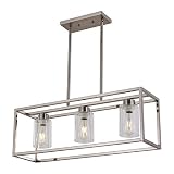 XILICON Dining Room Lighting Fixtures Hanging Farmhouse Brushed Nickel 3 Light Modern Pendant Lighti