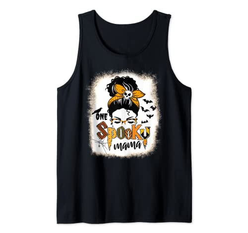 Una Mamá Espeluznante Halloween Desordenado Bollo Blanqueado Mamá Mamá Camiseta sin Mangas