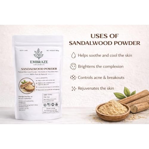 Image of Sandalwood Powder for Face Pack | Natural Chandan Powder for Cooling Skin, Acne Control & Skin Brightening (100g)