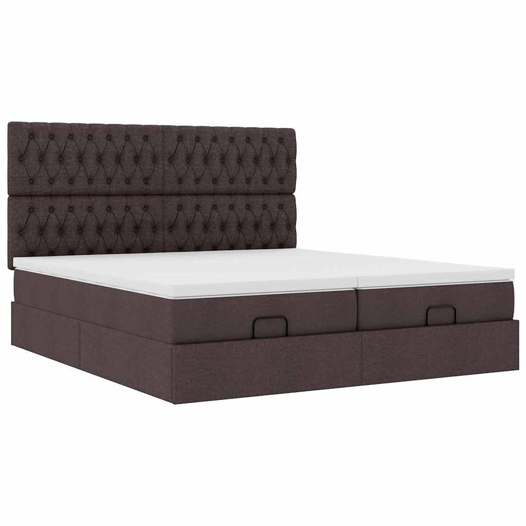 vidaXL Struttura Letto Pouf con Materassi 200x200 cm in Tessuto, giroletto, pouf giroletto, sottoletto, giroletto con contenitore, imbottito, pouf