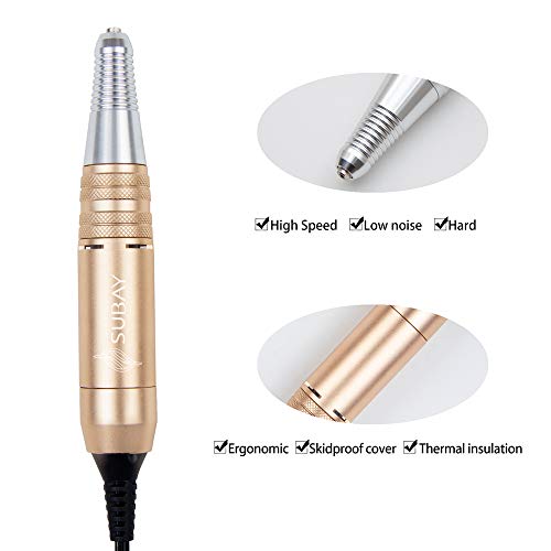 Professional 30000RPM Rechargeable Nail Drill Portable Electric Nail File Manicure Pedicure Machine with 11 in 1 Nail Drill Bits and Sanding Bands for Acrylic Gel Nails(Champagne)