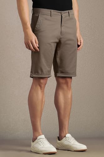 Image of Louis Philippe Men's Slim fit Solid & Cotton Stretch Everyday Shorts | Stylish and Flattering Silhouette